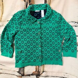 Liz & Co. Women’s Large Green Polka Dot Cardigan
